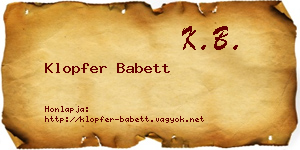 Klopfer Babett névjegykártya